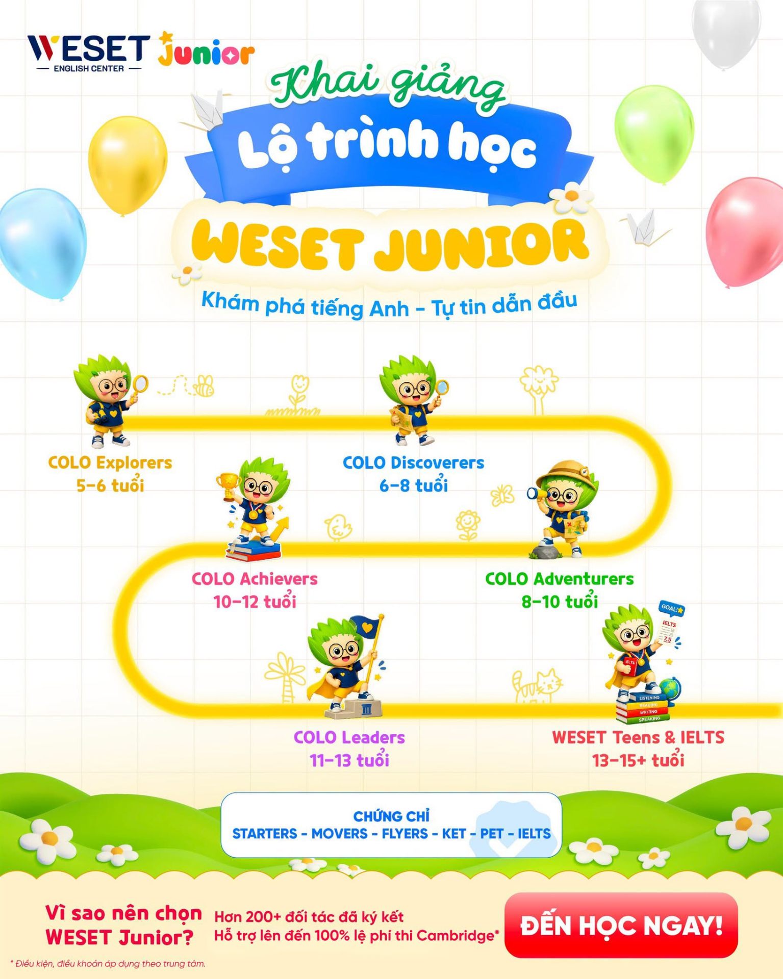 Lộ trình học WESET Junior với 5 cấp độ COLO